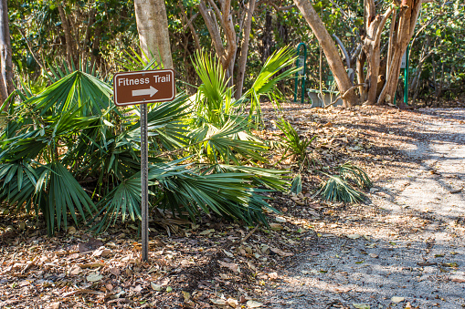 A fitness sign and path at the beach on Captiva Island
