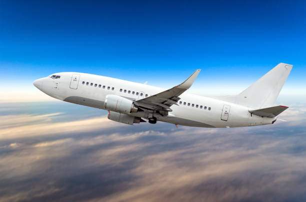 istock Passenger airplane flies on a flight level against a background of clouds and a blue sky 851330836