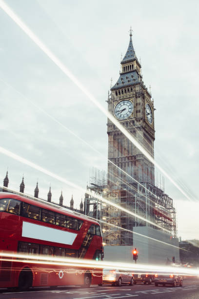 london big ben - london england victorian style big ben dark stock-fotos und bilder