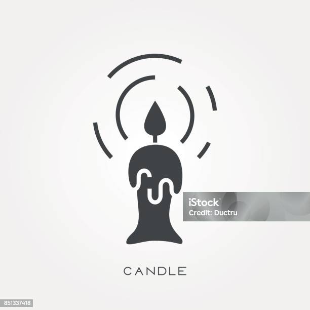 Silhouette Icon Candle Stock Illustration - Download Image Now - Abstract, Beauty, Candle