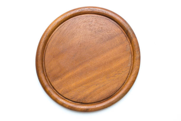 istock Circle wood plate isolated on white background 851341252