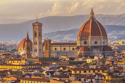 Duomo and Giotto's Campanile at sunset Florence, Italy