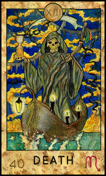 illustrazioni stock, clip art, cartoni animati e icone di tendenza di morte. grim reaper. - death bed illustration and painting engraving