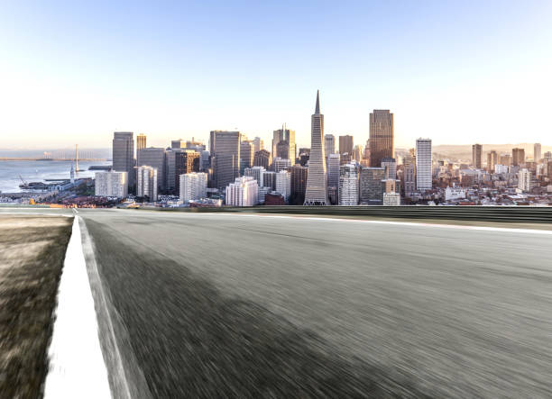 istock empty asphalt road with cityscape of modern city 851407844