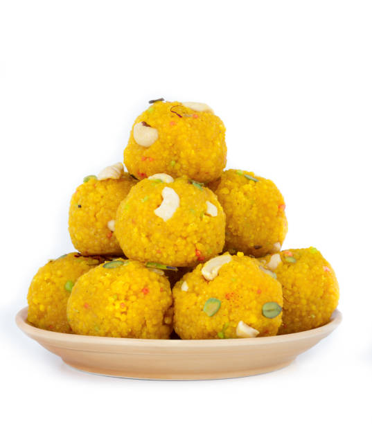 Motichur Laddu Indian Traditional Laddu Sweet Food Also Know as Motichoor Laddu Dessert mithai stock pictures, royalty-free photos & images