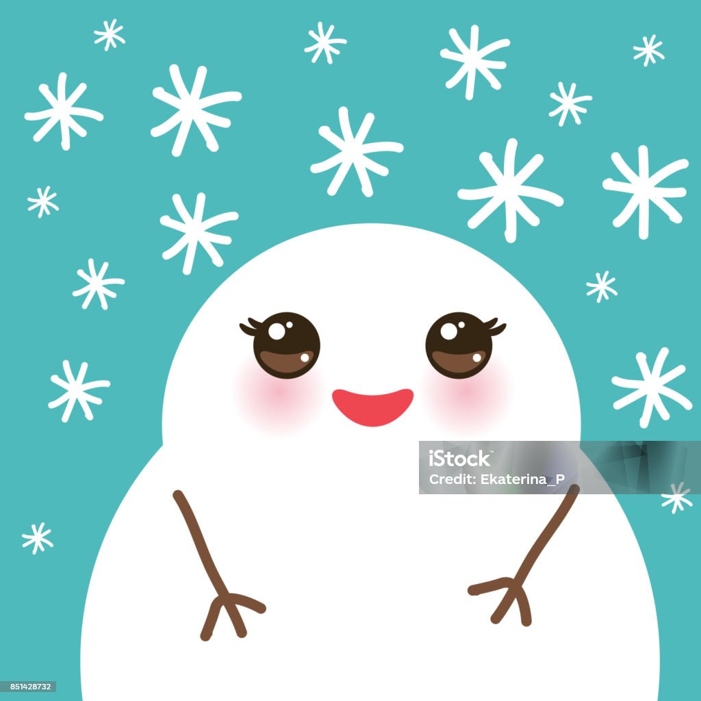 Ilustración de Muñecos De Nieve De Blanco Kawaii Cute Dibujos Animados Con  Copos De Nieve En El Fondo Azul De Diseño De Invierno Vector De y más  Vectores Libres de Derechos de