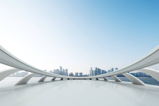istock empty marble floor with cityscape of modern city 851431758