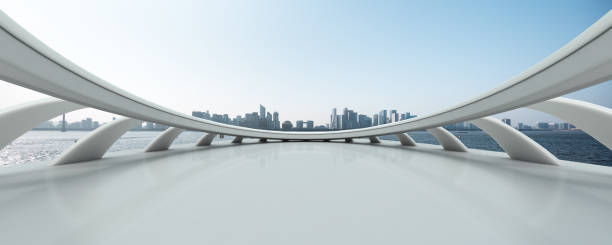 istock empty marble floor with cityscape of modern city 851432382