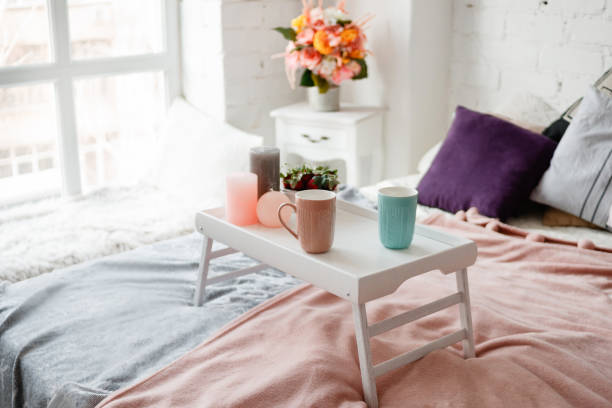 istock Modern bedroom in pastel colors 851445982