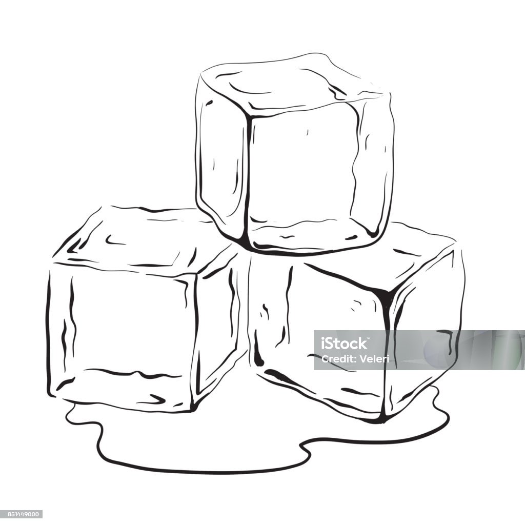 Hand drawn ice cubes. Hand drawn ice cubes. Black and white vector illustration for your creativity Ice Cube stock vector