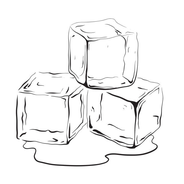 Hand drawn ice cubes. Hand drawn ice cubes. Black and white vector illustration for your creativity icicles melting stock illustrations