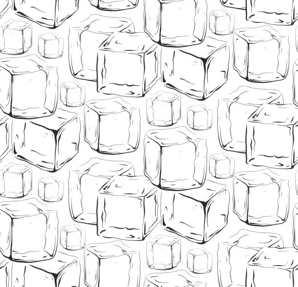 Seamless black and white texture with hand drawn ice cubes Seamless black and white texture with hand drawn ice cubes. Vector pattern for your creativity ice drawings stock illustrations