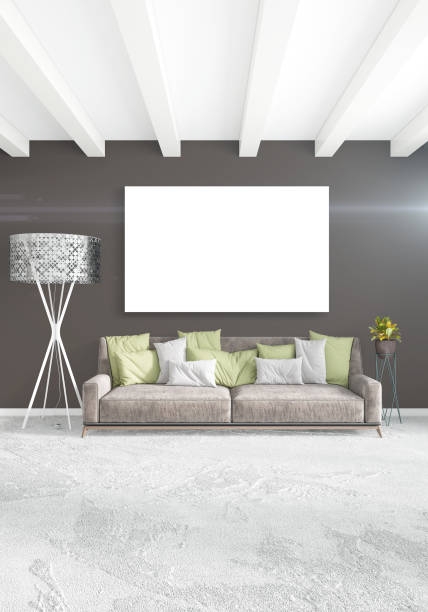 istock White bedroom minimal style Interior design with wood wall and grey sofa. 3D Rendering. 3D illustration 851452304