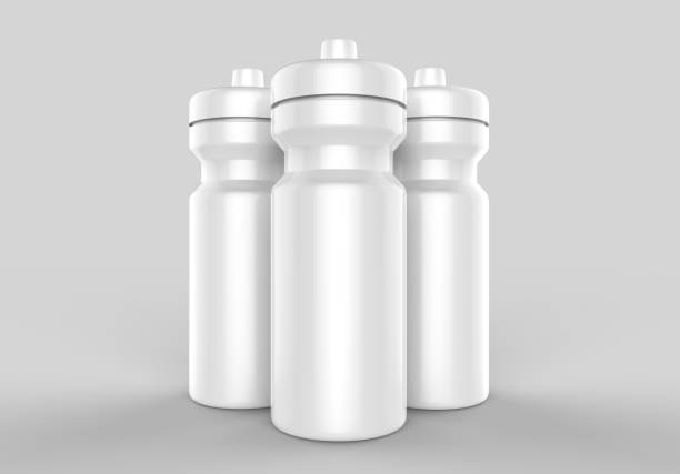 istock Sport water sipper white blank plastic bottles for water isolated on grey background for mock up and template design. White blank bottle 3d render illustration. 851455296