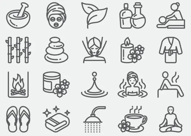 Vector illustration of Spa massage and Wellness Line Icons