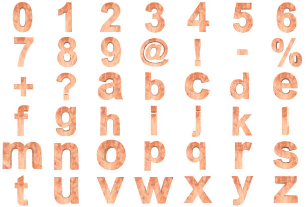 istock 3D decorative wooden Alphabet, lowercase letters and numbers from 0 to 9. 851463430
