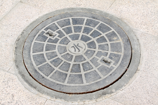 metal catch basin manhole cover in the street in China