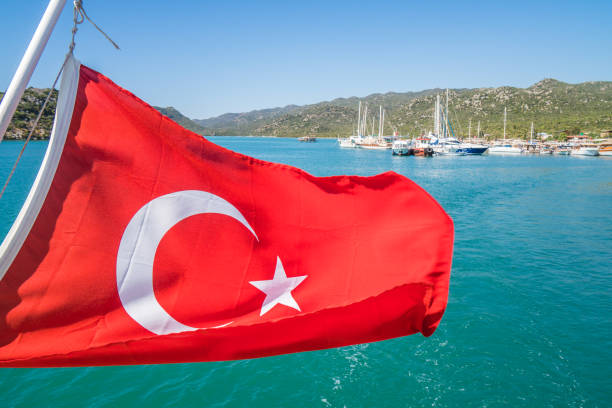 turkish flag on yacht.