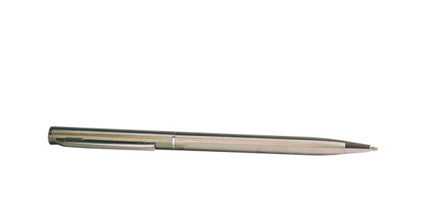istock Metal silver business man pen isolated on white 851466810