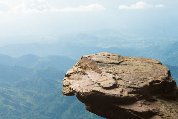 Standing empty on top of a mountain view