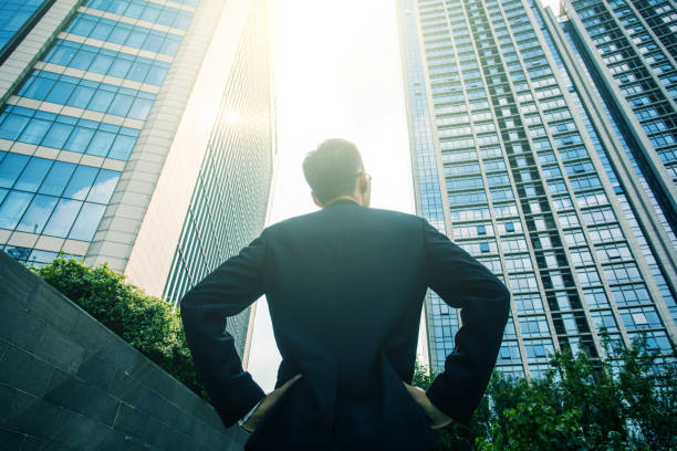 istock Businessman looking city skyline 851475616