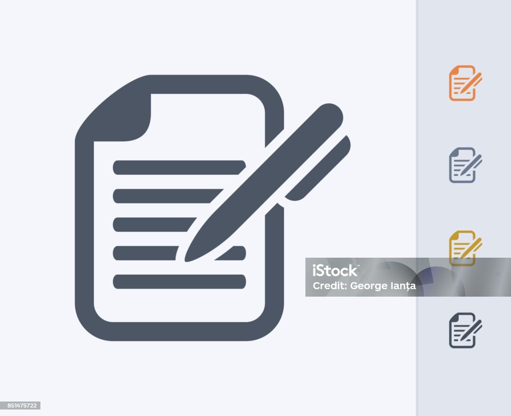 Pen & Document - Carbon Icons A professional, pixel-perfect icon designed on a 32 x 32 pixel grid and redesigned on a 16 x 16 pixel grid for very small sizes. Icon Symbol stock vector