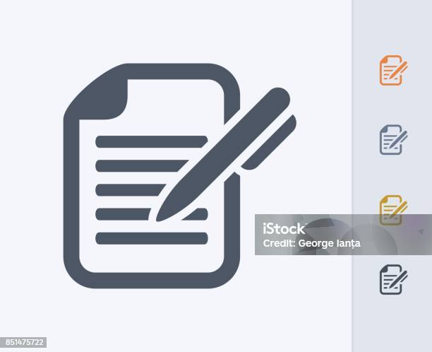 Pen Document Carbon Icons Stock Illustration - Download Image Now - Icon Symbol, Blogging, Contract