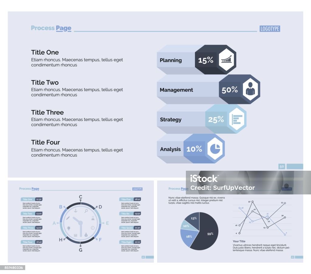 Statistics Slide Background Three Statistics Slide Templates Set Stock Illustration - Download ...