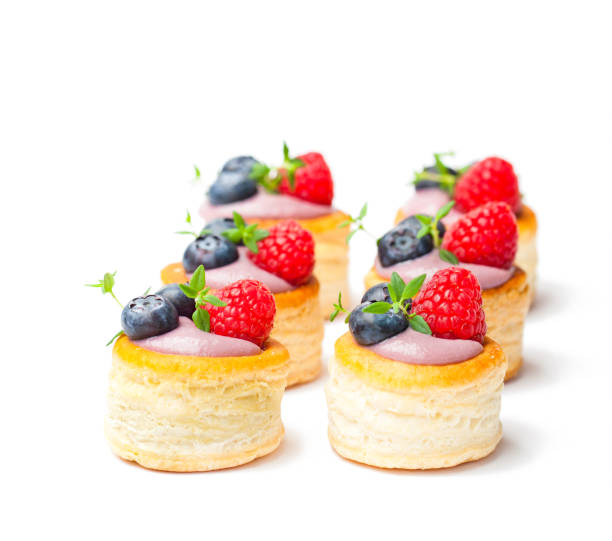 istock puff  pastry stuffed with soft blueberry curd with berries and thyme on white background 851484322