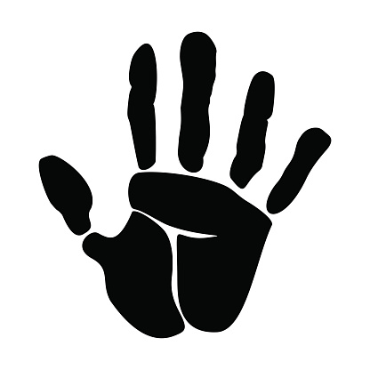 Hand palm vector black icon. Open hand flat vector illustration. Palm Isolated on a white background.