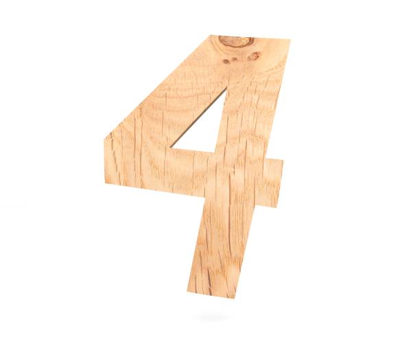 istock Decorative wooden alphabet digit four symbol - 4. 3d rendering illustration. Isolated on white background 851488214
