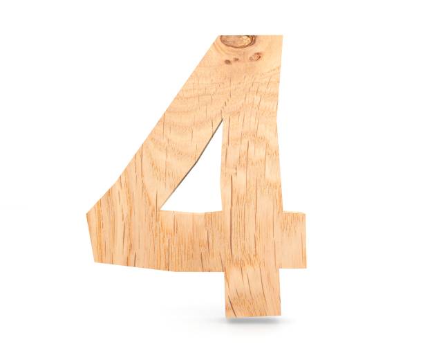 istock Decorative wooden alphabet digit four symbol - 4. 3d rendering illustration. Isolated on white background 851490324