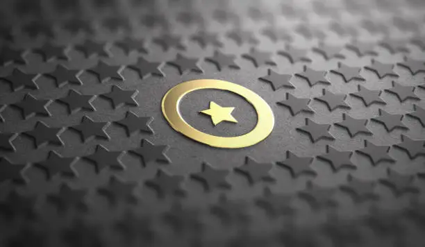 Photo of Unique or Difference Concept. Focus on one Golden Star