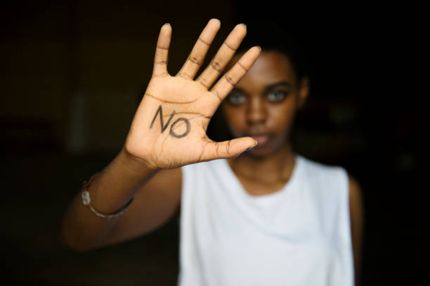 istock Woman showing no word on her palm 851498568