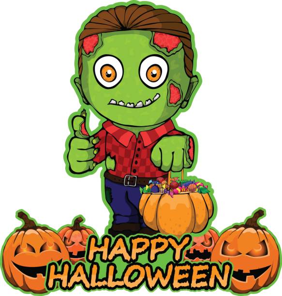 Zombie Wants A Happy Halloween On An Isolated White Background