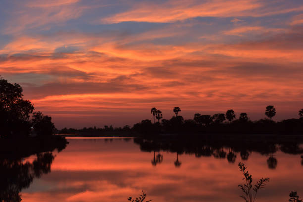 istock Beautiful sunset behind the pond. 851502828