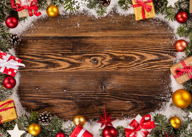 istock Christmas decoration on wooden background 851507900