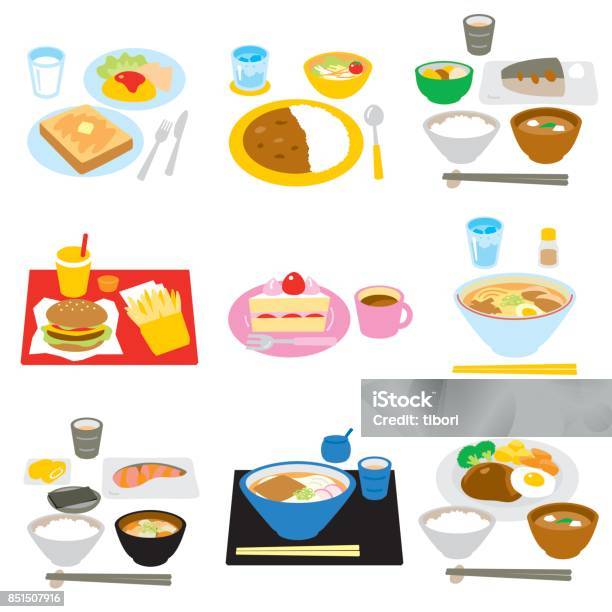 Typical Meals In Japan Stock Illustration - Download Image Now - Meal, Illustration, Breakfast