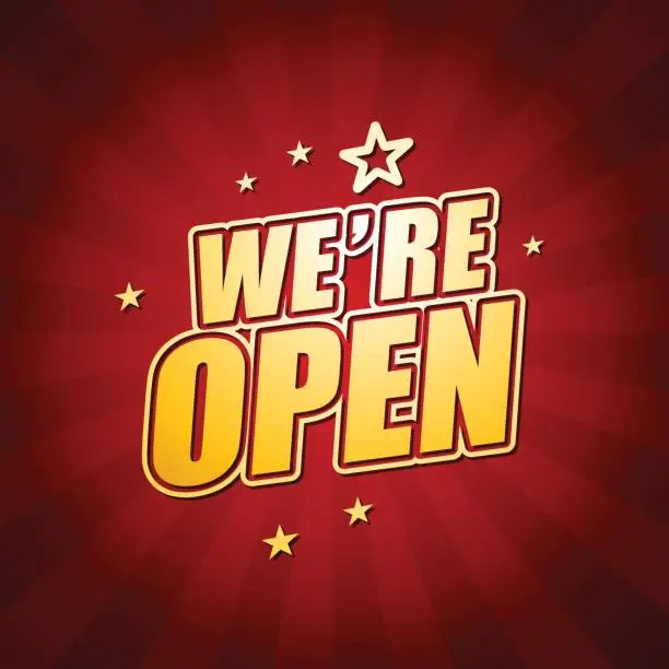 Vector illustration of We're Open Banner