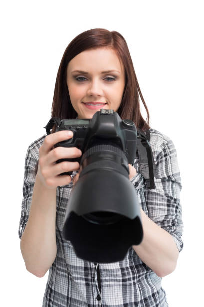 istock Smiling young casual photographer posing 851542436