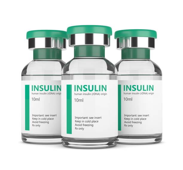 rendering 3d di fiale di insulina su bianco - insulin foto e immagini stock