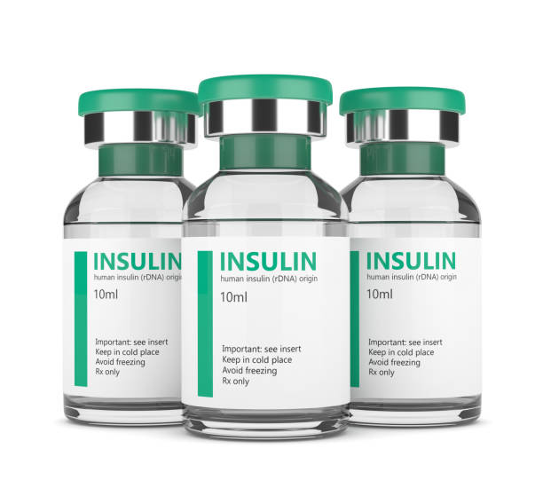 白でインスリンのバイアルの 3 d レンダリング - insulin ストックフォトと画像