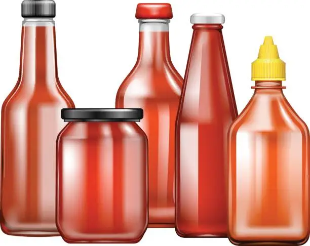 Vector illustration of Different design of bottles for sauce