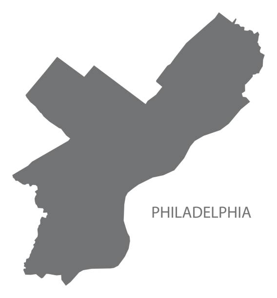 ilustraciones, imágenes clip art, dibujos animados e iconos de stock de forma de philadelphia ciudad mapa gris ilustración silueta - philadelphia