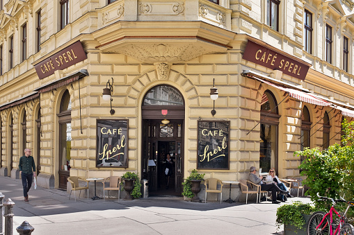 Austria, Vienna - April 2016. Café Sperl facade