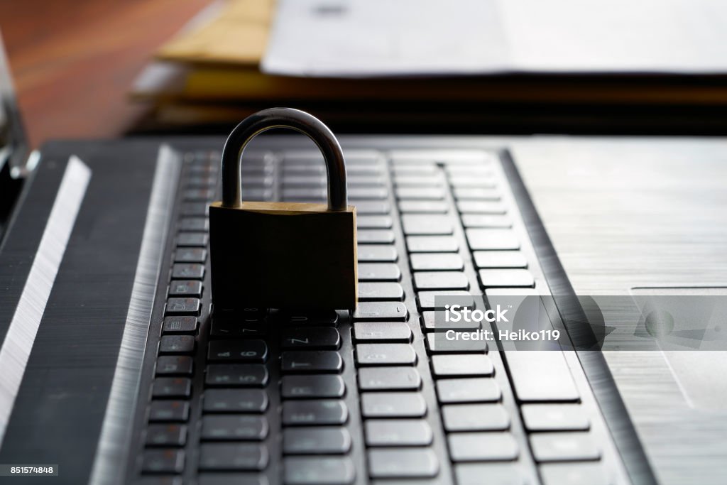 Internet security Computer keyboard and padlock as a symbol of Internet security Network Security Stock Photo