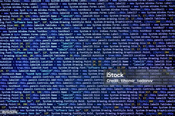 Software Source Code On Black Background Stock Photo - Download Image Now - Coding, Computer Language, Artificial Intelligence