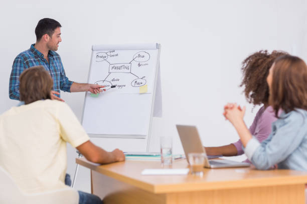 istock Creative team listening to man giving presentation 851576040