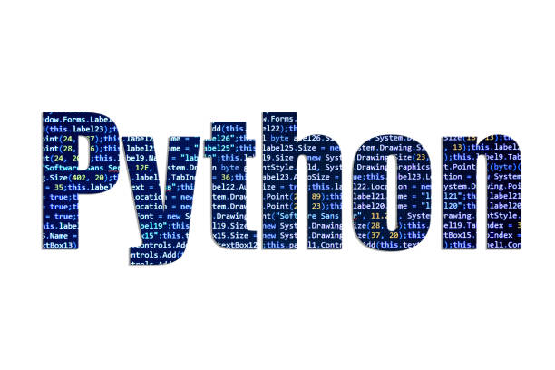 Python concept on a white background Python programming language written with beautiful letters made of source code. python programming language photos stock pictures, royalty-free photos & images