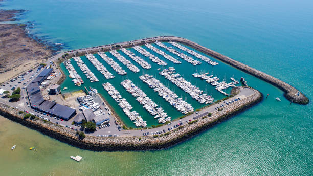 Aerial photography of Pornichet marina stock photo